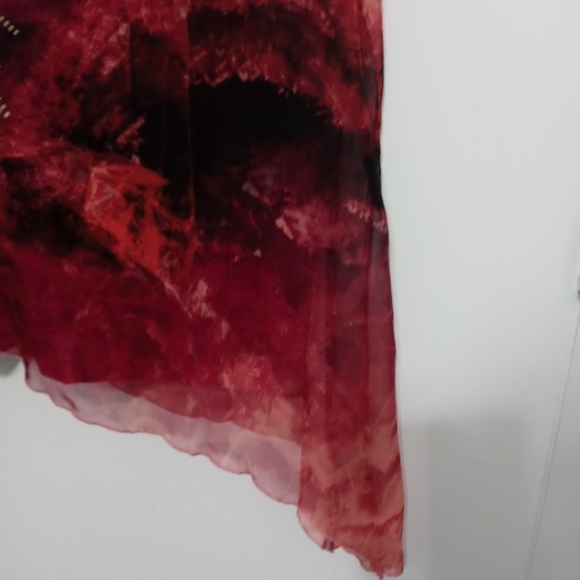 One world ombre orange Uneven hem short flutter sleeve blouse w Stud accents XL - Picture 3 of 8